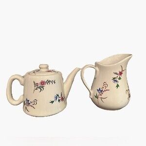 BIA Cordon Bleu France Floral Porcelain Ceramic Pitcher & Tea Kettle Set